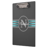 Monogram Cirkel Silhouette Black en grijze strepen Klembord (Links)