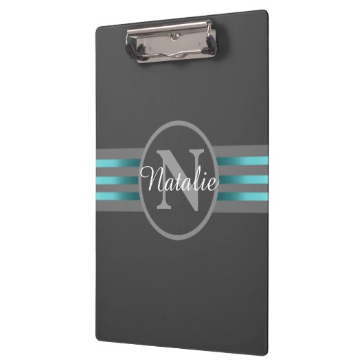 Monogram Cirkel Silhouette Black en grijze strepen Klembord (Links)