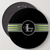 Monogram Cirkel Silhouette Black en grijze strepen Ronde Button 6,0 Cm (Voorkant /achterkant)