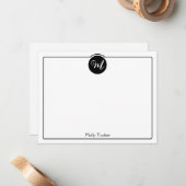 Monogram Cirkel Trendy Lettertype Meisjesachtig Notitiekaartje (Voorkant / Achterkant in situ)