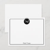 Monogram Cirkel Trendy Lettertype Meisjesachtig Notitiekaartje (Voorkant / Achterkant)
