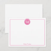 Monogram Cirkel Trendy Script Meisjesachtig Notitiekaartje (Voorkant / Achterkant)