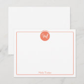 Monogram Cirkel Trendy Script Meisjesachtig Notitiekaartje (Voorkant / Achterkant)