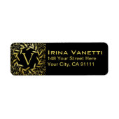 Monogram cirkel van bladeren met een goudglitter etiket (Voorkant)