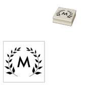 Monogram cirkel van bladeren rubberstempel (Gestempeld)