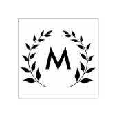 Monogram cirkel van bladeren rubberstempel (Afrduk)