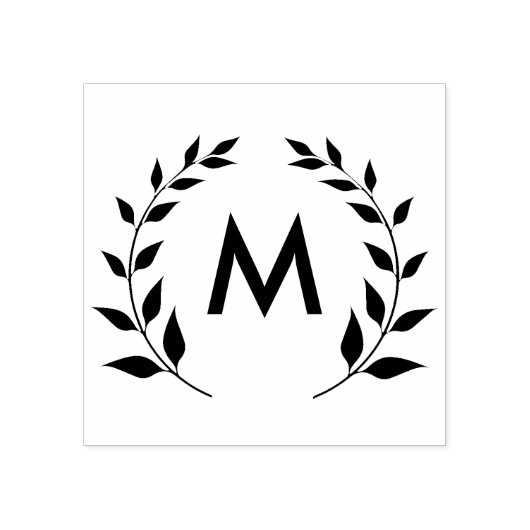 Monogram cirkel van bladeren rubberstempel (Afrduk)