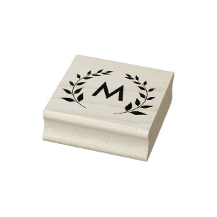 Monogram cirkel van bladeren rubberstempel