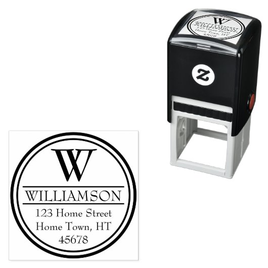 Monogram Cirkeladres retourzending Zelfinktende Stempel (In situ)