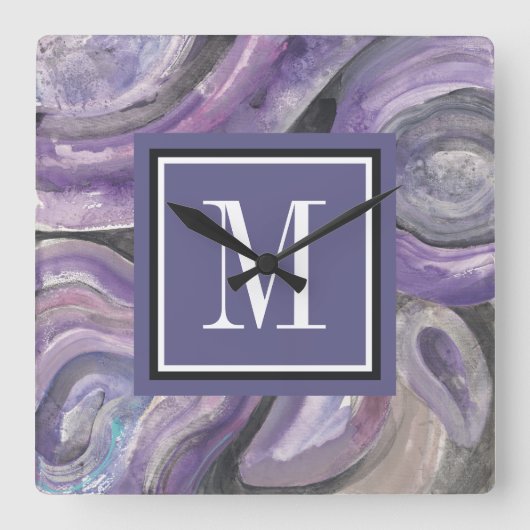 Monogram | Cirkelregen Vierkante Klok (Voorkant)