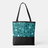 Monogram Cirkels Lijnen Zwart Wit Teal Tote Bag (Achterkant)