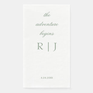 Monogram Citaat Script Tekst Salie Groen Huwelijk Servet