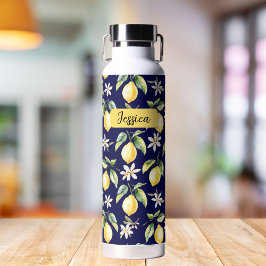 Monogram Citroen Citroenfruit Botanisch Patroon Waterfles