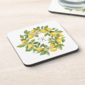 Monogram Citroen Krans Groen Geel  Bier Onderzetter (Linkerzijde)