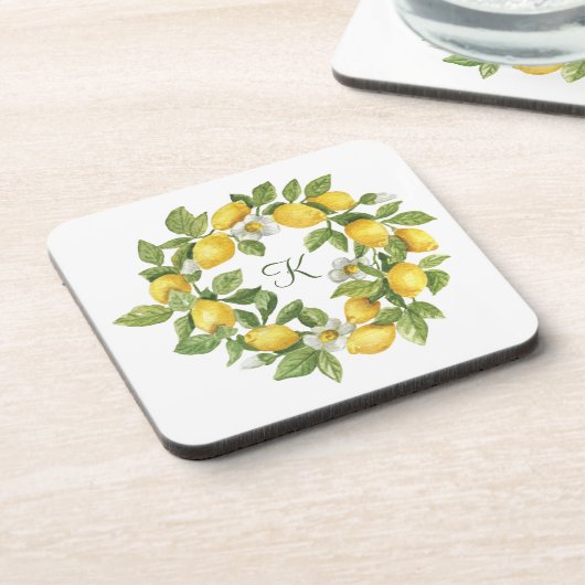 Monogram Citroen Krans Groen Geel  Bier Onderzetter (Linkerzijde)