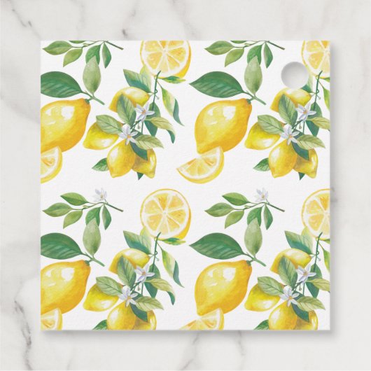 Monogram Citroenbloesems Bruiloft Bedankjes Labels (Achterkant)