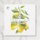 Monogram Citroenbloesems Bruiloft Bedankjes Labels (Voorkant)