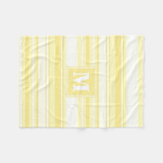Monogram citroengele strepen fleece deken (Voorkant (Horizontaal))