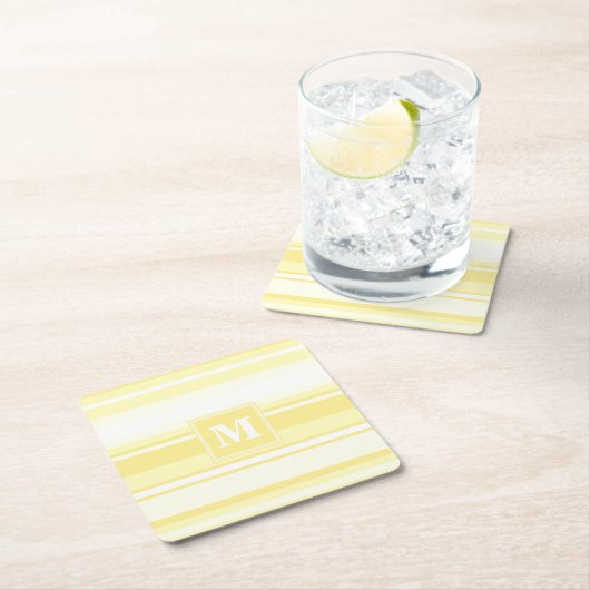 Monogram citroengele strepen kartonnen onderzetters (Insitu)