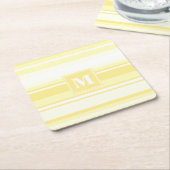 Monogram citroengele strepen kartonnen onderzetters (Schuin)