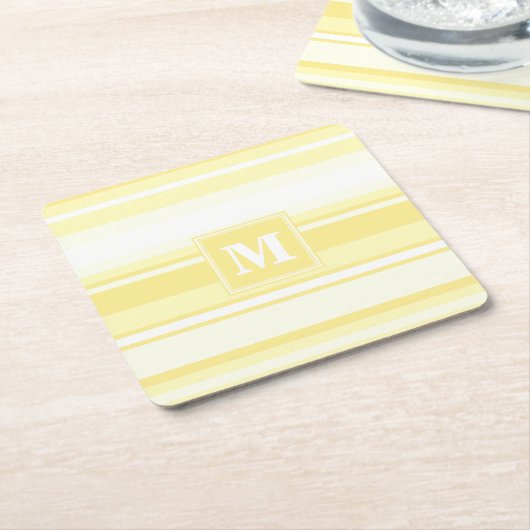 Monogram citroengele strepen kartonnen onderzetters (Schuin)
