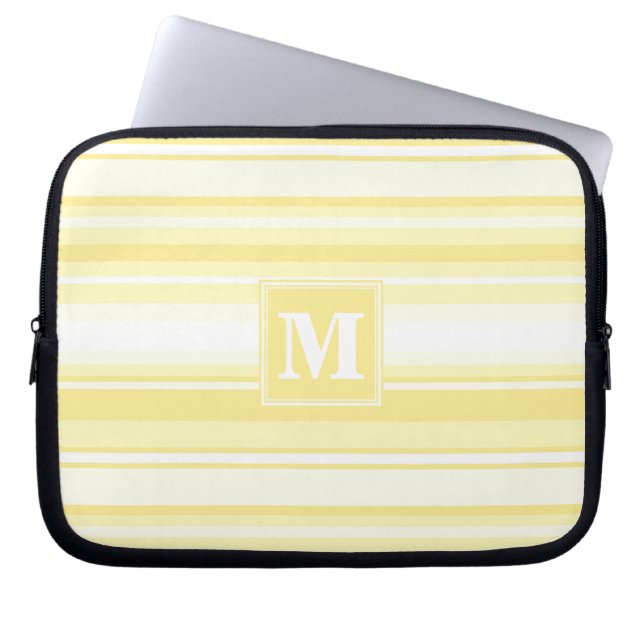 Monogram citroengele strepen laptop sleeve (Voorkant)