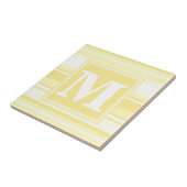 Monogram citroengele strepen tegeltje (Zijkant)