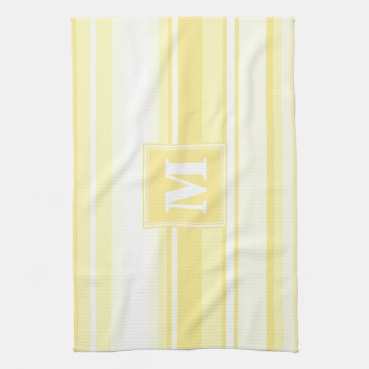 Monogram citroengele strepen theedoek (Verticaal)