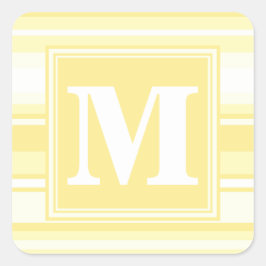 Monogram citroengele strepen vierkante sticker