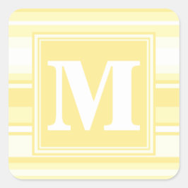 Monogram citroengele strepen vierkante sticker