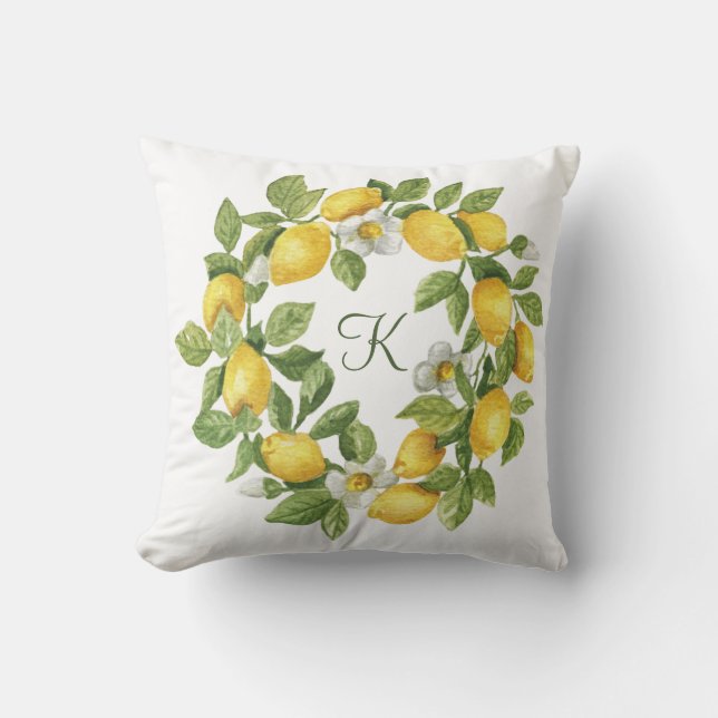 Monogram Citroenkrans Groen Geel Kussen (Voorkant)