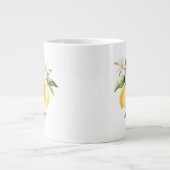 Monogram Citroenvruchten Witte Bloemen Boomtak Grote Koffiekop (Voorkant)