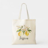 Monogram Citroenvruchten Witte Bloemen Boomtak Tote Bag (Achterkant)