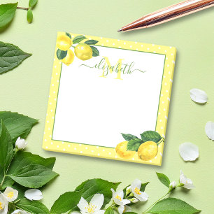 Monogram citroenzandroen waterverf polka dot post-it® notes