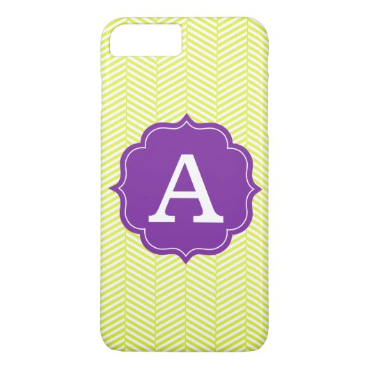Monogram Citron Chevron met Paars Case-Mate iPhone Case (Achterkant)