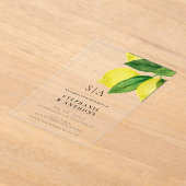 Monogram Citrus Branch Wedding Acryl Uitnodigingen (Laagn)