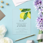 Monogram Citrus Branch Wedding Acryl Uitnodigingen (Insitu (Huwelijk))