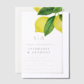 Monogram Citrus Branch Wedding Vellum Uitnodigingen (Offset)