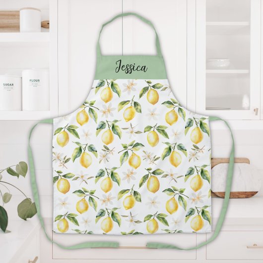 Monogram Citrus Citroen Fruit Botanisch Patroon Schort
