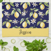 Monogram Citrus Citroen Fruit Botanisch Patroon Theedoek (Gevouwen)