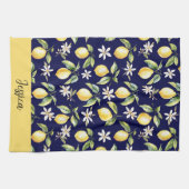 Monogram Citrus Citroen Fruit Botanisch Patroon Theedoek (Horizontaal)