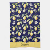 Monogram Citrus Citroen Fruit Botanisch Patroon Theedoek (Verticaal)