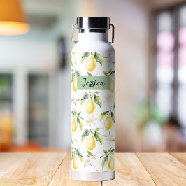 Monogram Citrus Citroen Fruit Botanisch Patroon Waterfles