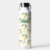 Monogram Citrus Citroen Fruit Botanisch Patroon Waterfles (Voorkant)