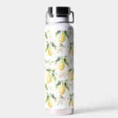 Monogram Citrus Citroen Fruit Botanisch Patroon Waterfles (Achterkant)