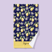 Monogram Citrus Citroenfruit Witte Bloem Botanisch Bad Handdoek (Handdoek)