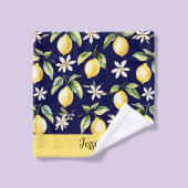 Monogram Citrus Citroenfruit Witte Bloem Botanisch Bad Handdoek (Wasdoekje)