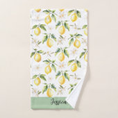 Monogram Citrus Citroenfruit Witte Bloem Botanisch Bad Handdoek (Handdoek)