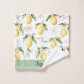 Monogram Citrus Citroenfruit Witte Bloem Botanisch Bad Handdoek (Wasdoekje)
