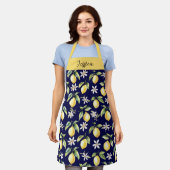 Monogram Citrus Citrus Fruit Botanische Patroon Schort (Gedragen)